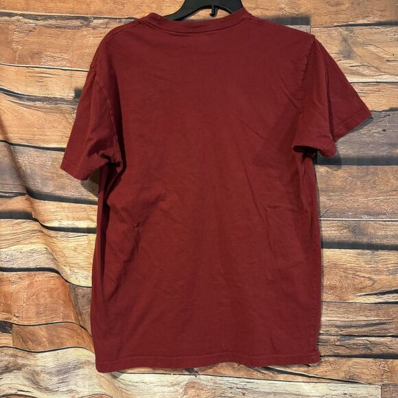 Red Skater M T-Shirt w/ Pizza & Skateboard Graphic Tee Men's Casual Short Sleeve - Picture 4 of 6